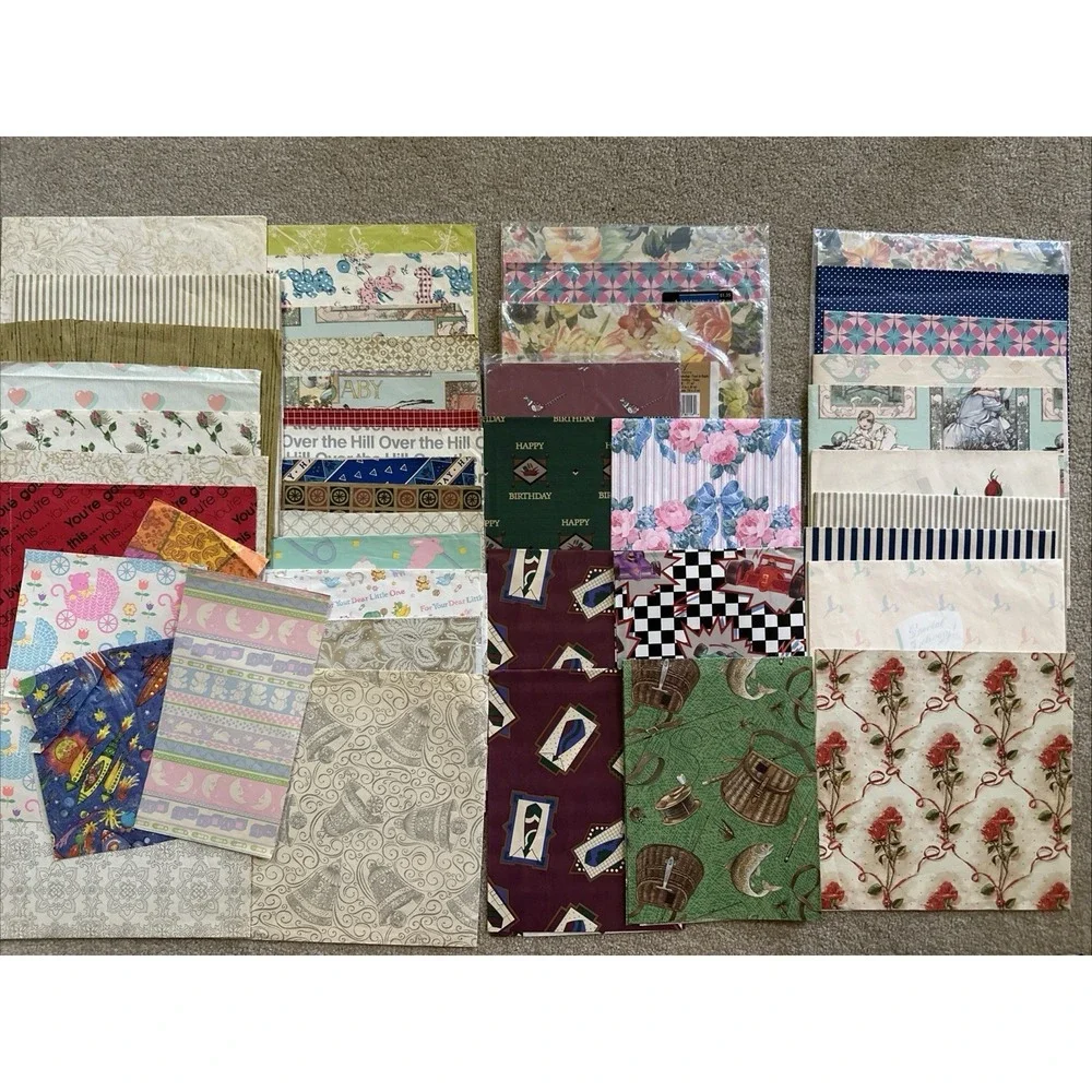 Vtg Lot 28 Full Sheets Wrapping Paper All-Occasion‎ 60's 70's 80's Plus Pieces